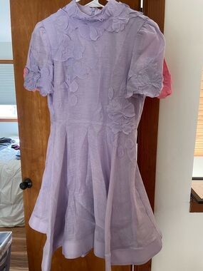 ANTONIO MELANI Lavender Floral Appliqué Mini Dress